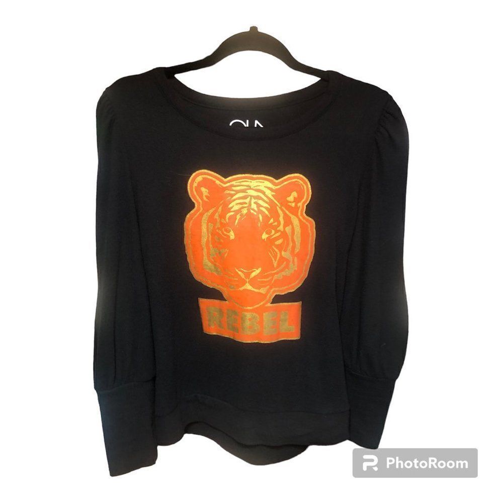 Chaser Black Sweatshirt with Neon Orange Tiger Graphic